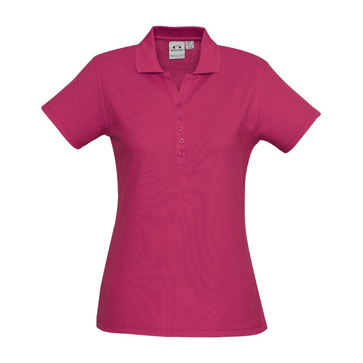 Biz Womens Crew Polo P400LS in Fuchsia