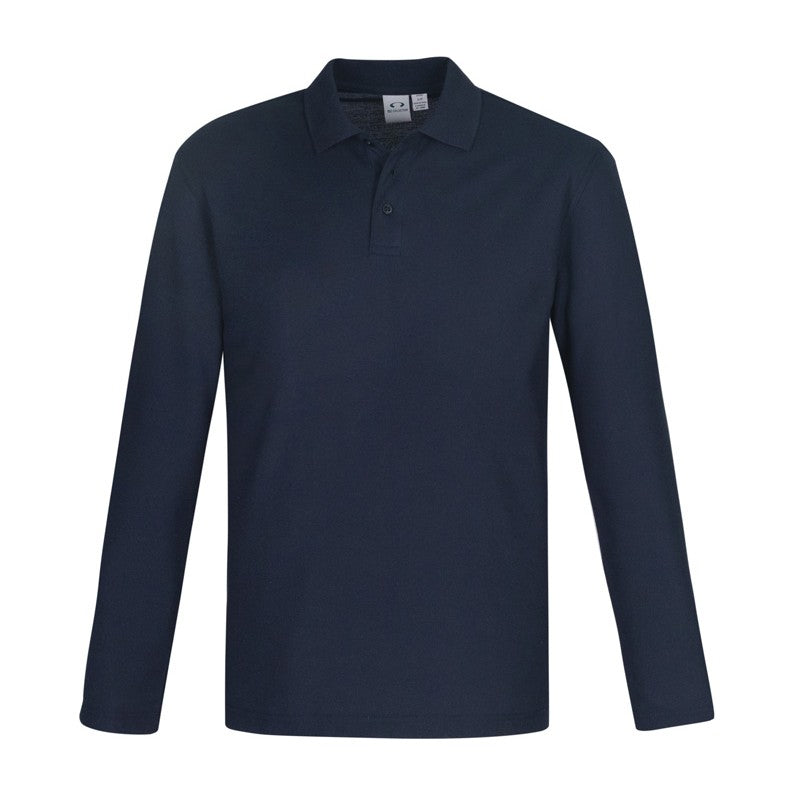Biz Crew Mens Long Sleeve Polo P400ML in Navy
