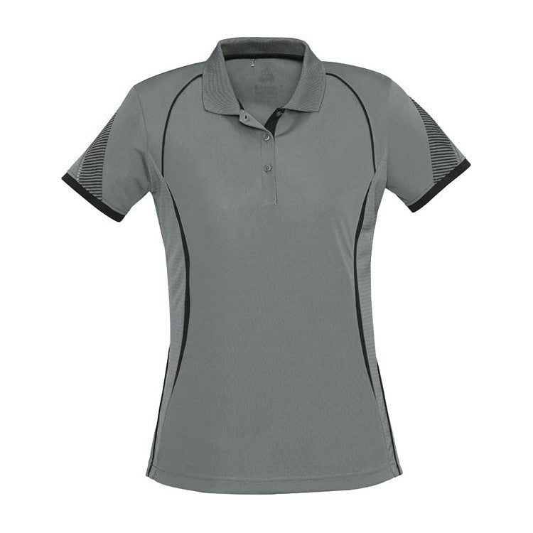 Biz Womens Razor Polo P405LS in Ash/Black