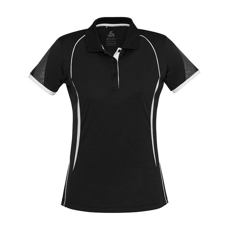 Biz Womens Razor Polo P405LS in Black/White