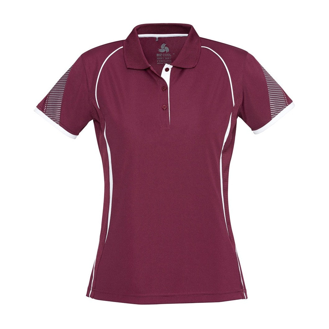 Biz Womens Razor Polo P405LS in Maroon/White