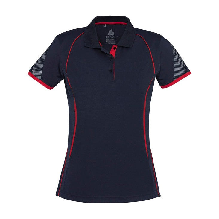 Biz Womens Razor Polo P405LS in Navy/Red
