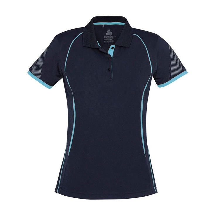 Biz Womens Razor Polo P405LS in Navy/Sky