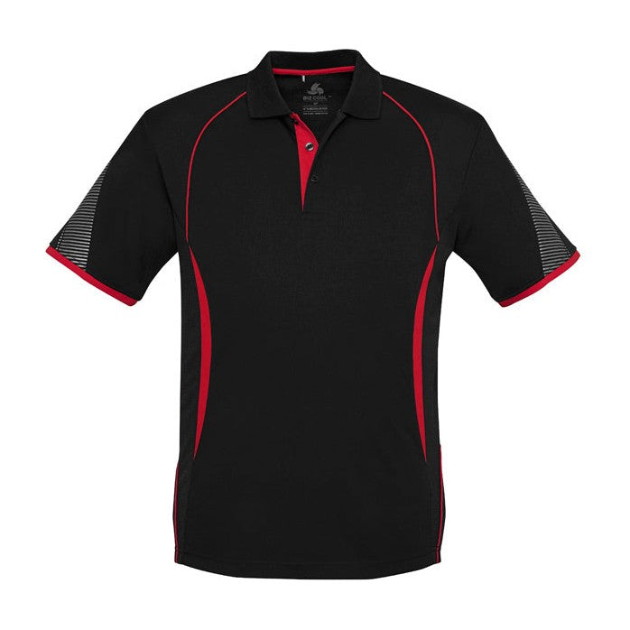 Biz Mens Razor Polo P405MS in Black/Red