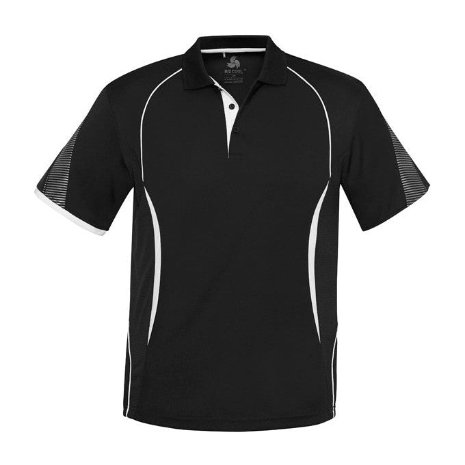Biz Mens Razor Polo P405MS in Black/White