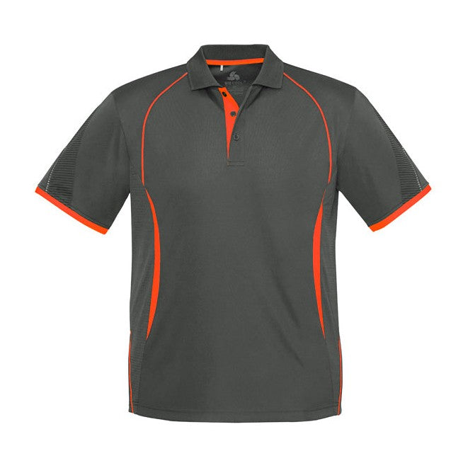 Biz Mens Razor Polo P405MS in Grey/Fluoro Orange