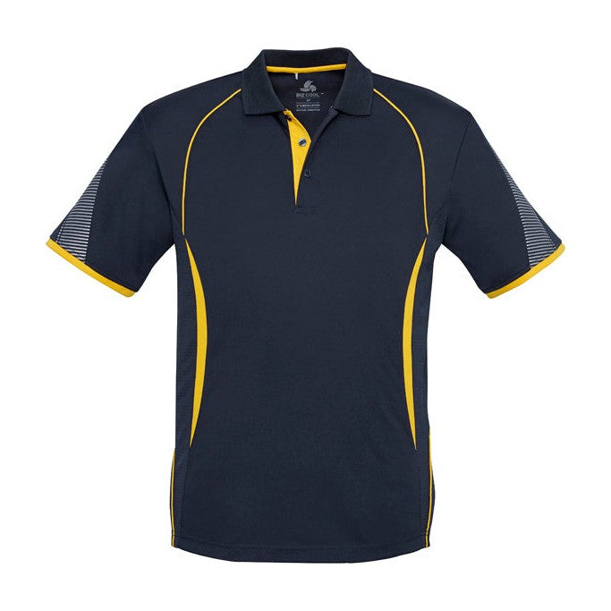 Biz Mens Razor Polo P405MS in Navy/Gold