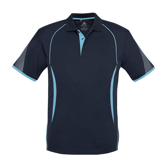 Biz Mens Razor Polo P405MS in Navy/Sky