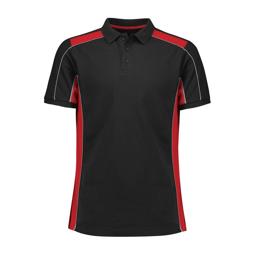 Biz Grid Unisex Short Sleeve Polo P413US in Black/Red
