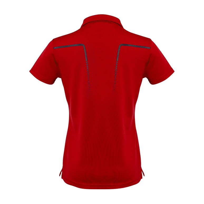 Biz Cyber Womens Short Sleeve Polo P604LS in Red/Silver, view 2