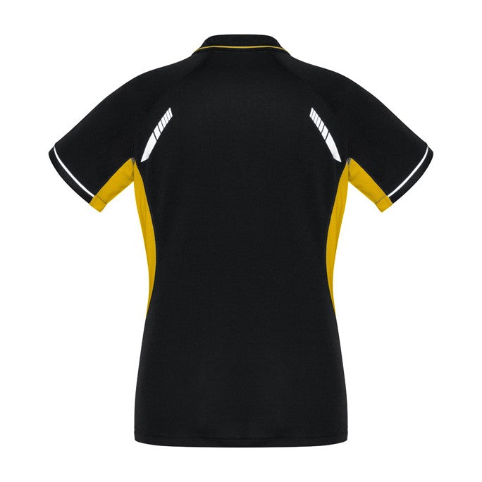 Biz Renegade Womens Short Sleeve Polo P700LS in Black/Gold/Silver