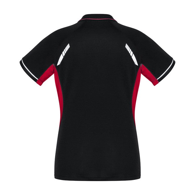 Biz Renegade Womens Short Sleeve Polo P700LS in Black/Red/Silver, view 2