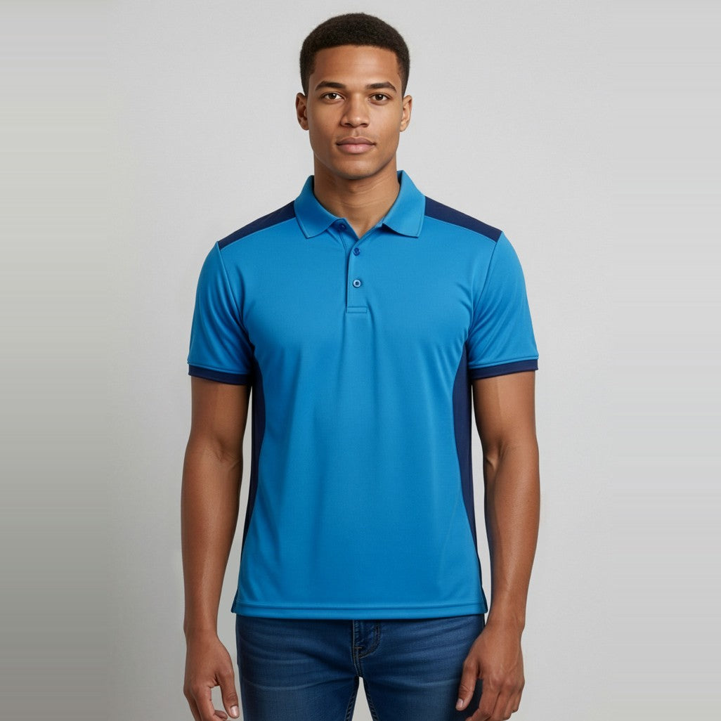 Biz Rival Mens Short Sleeve Polo P705MS, worn by model