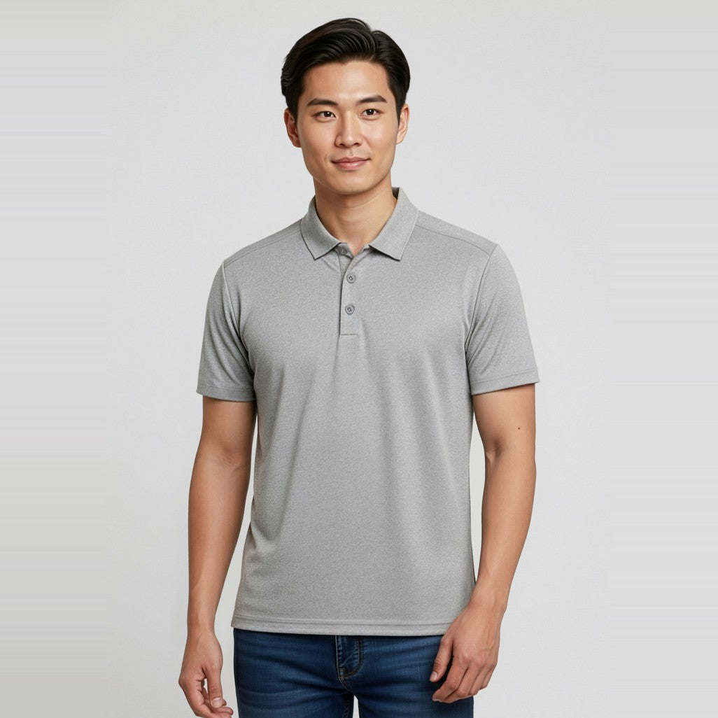 Biz Aero Mens Short Sleeve Polo P815MS in Silver, worn by model
