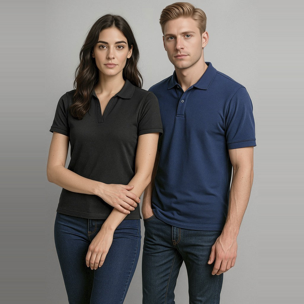 Biz Oceana Mens Short Sleeve Polo P9000 in Navy, worn by model