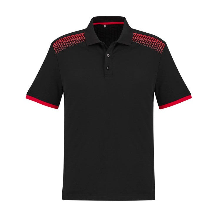 Biz Mens Galaxy Polo P900MS in Black/Red