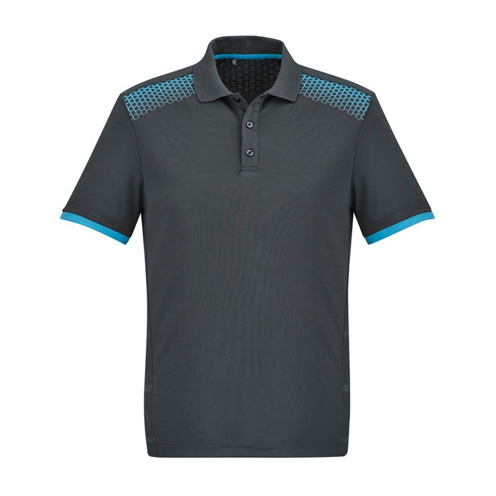 Biz Mens Galaxy Polo P900MS in Grey/Cyan