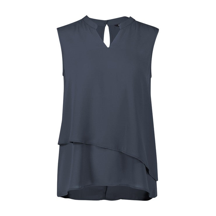 Biz Corporates Seville Womens Sleeveless Layered Blouse RB260LN in Storm Blue