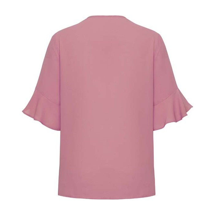 Biz Corporates Aria Womens Fluted Sleeve Blouse RB966LS in Dusty Rose, view 2
