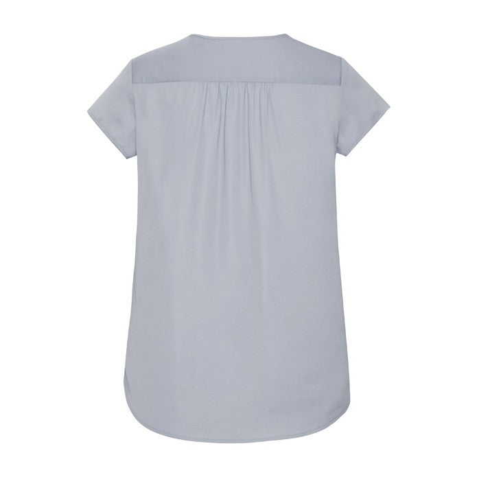 Biz Corporates Kayla Womens V-Neck Pleat Blouse RB967LS in Silver, view 2