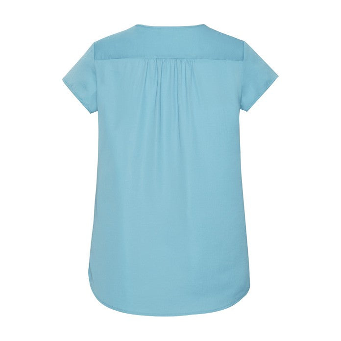 Biz Corporates Kayla Womens V-Neck Pleat Blouse RB967LS in Aqua, view 2