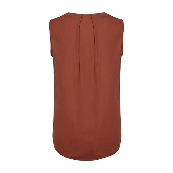 Biz Corporates Estelle Womens Sleeveless Pleat Detail Blouse RB973LN in Auburn, view 2