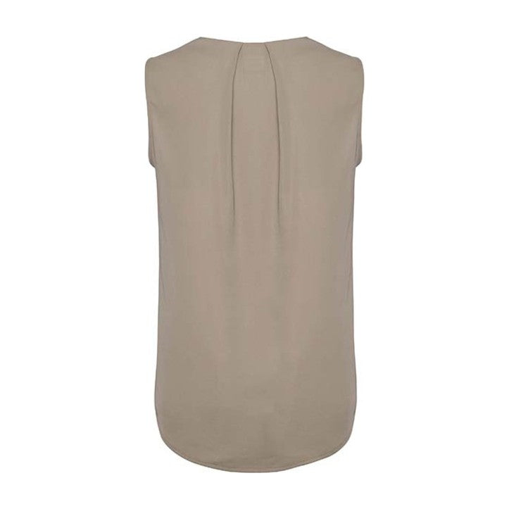 Biz Corporates Estelle Womens Sleeveless Pleat Detail Blouse RB973LN in Moose
