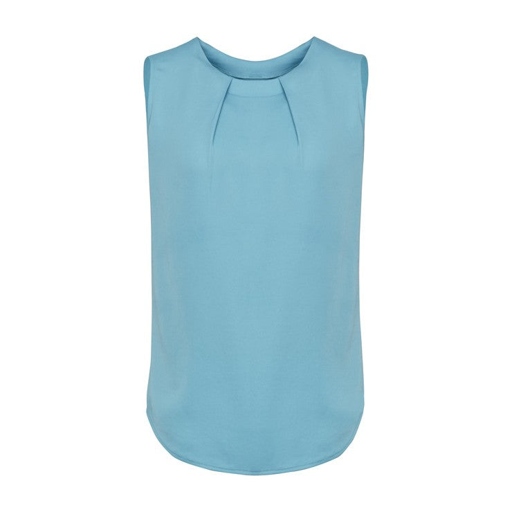 Biz Corporates Estelle Womens Sleeveless Pleat Detail Blouse RB973LN in Aqua
