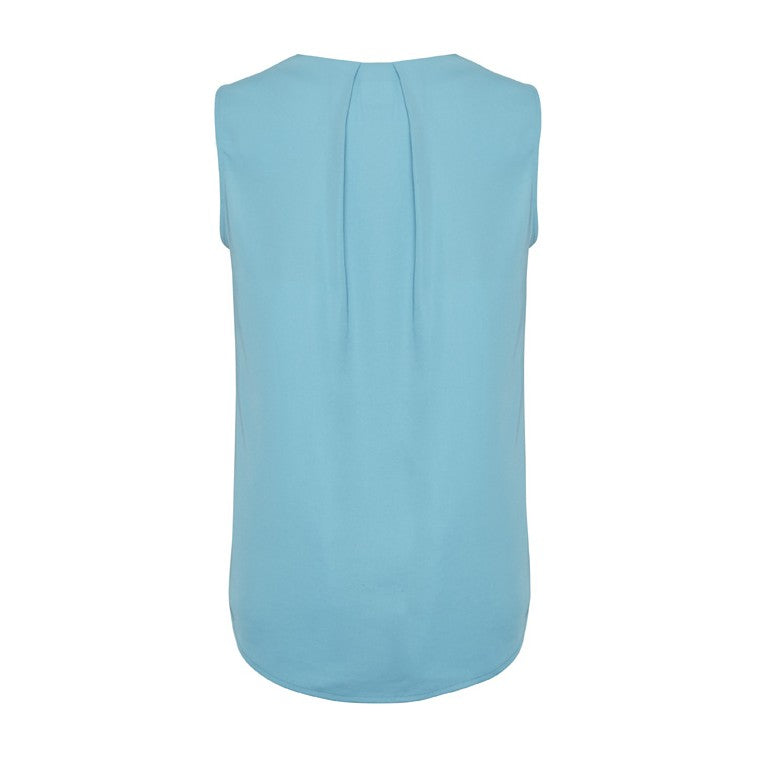 Biz Corporates Estelle Womens Sleeveless Pleat Detail Blouse RB973LN in Aqua, view 2