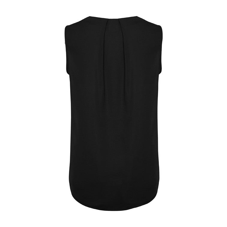 Biz Corporates Estelle Womens Sleeveless Pleat Detail Blouse RB973LN in Black, view 2