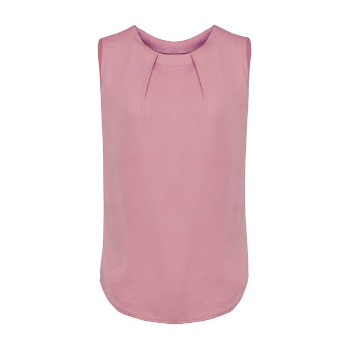 Biz Corporates Estelle Womens Sleeveless Pleat Detail Blouse RB973LN in Dusty Rose