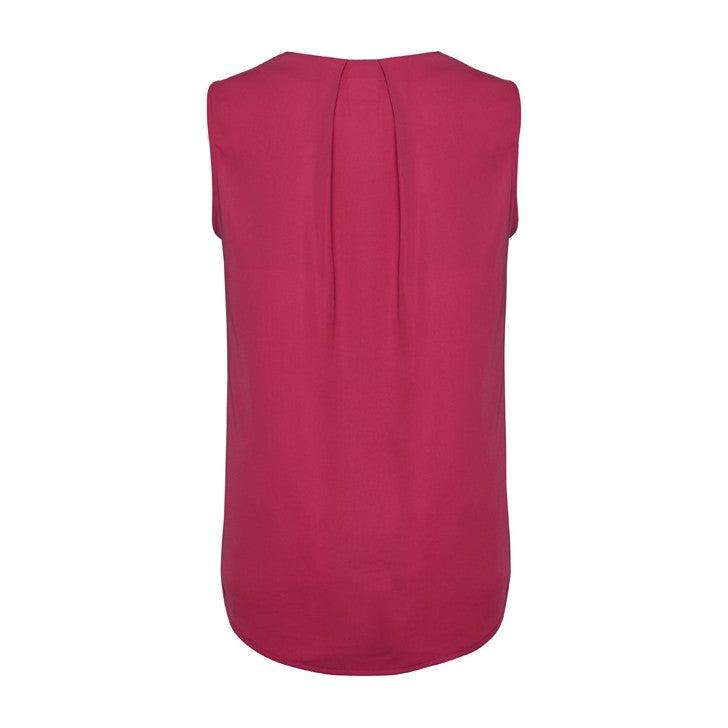 Biz Corporates Estelle Womens Sleeveless Pleat Detail Blouse RB973LN in Raspberry, view 2