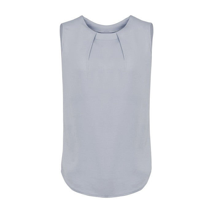Biz Corporates Estelle Womens Sleeveless Pleat Detail Blouse RB973LN in Silver