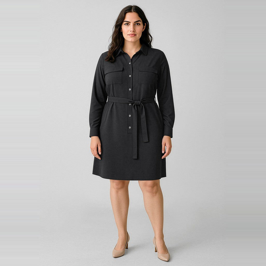 Biz Corporates Chloe Womens Dress RD069L in Black, worn by model