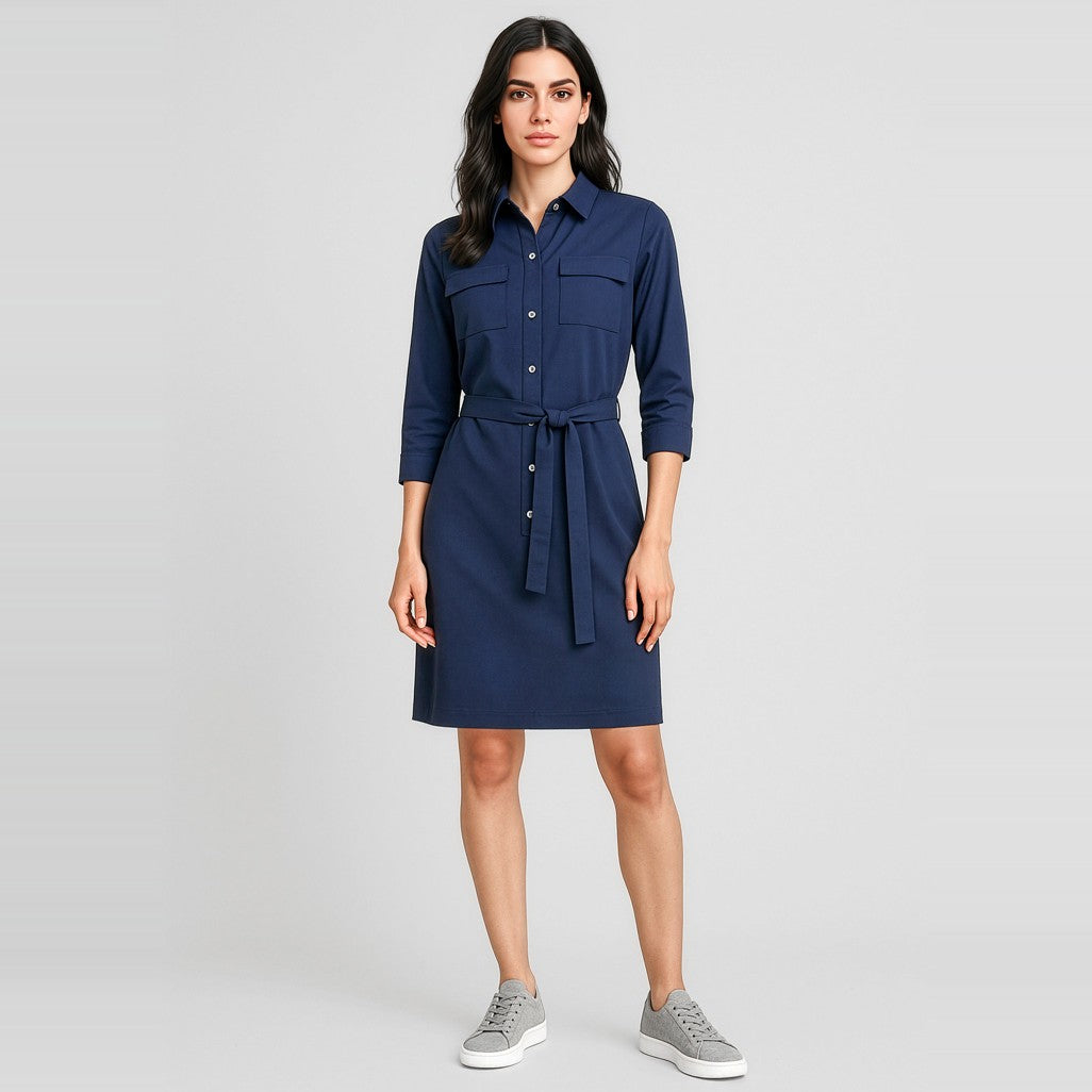 Biz Corporates Chloe Womens Dress RD069L in Navy, worn by model