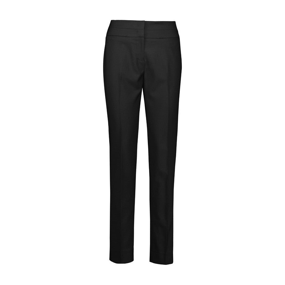 Biz Corporates Renew Womens Mid-Waist Slim Leg Pant RGP405L in Pencil Black