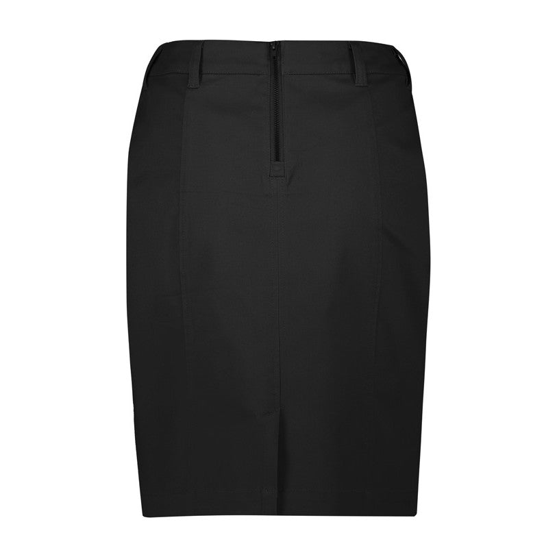 Biz Corporates Traveller Womens Mid Waist Stretch Chino Skirt RGS264L in Black, view 2