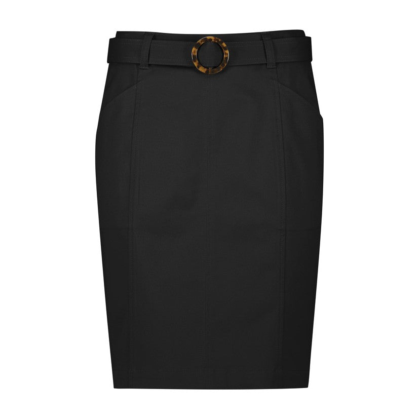 Biz Corporates Traveller Womens Mid Waist Stretch Chino Skirt RGS264L in Black, view 3