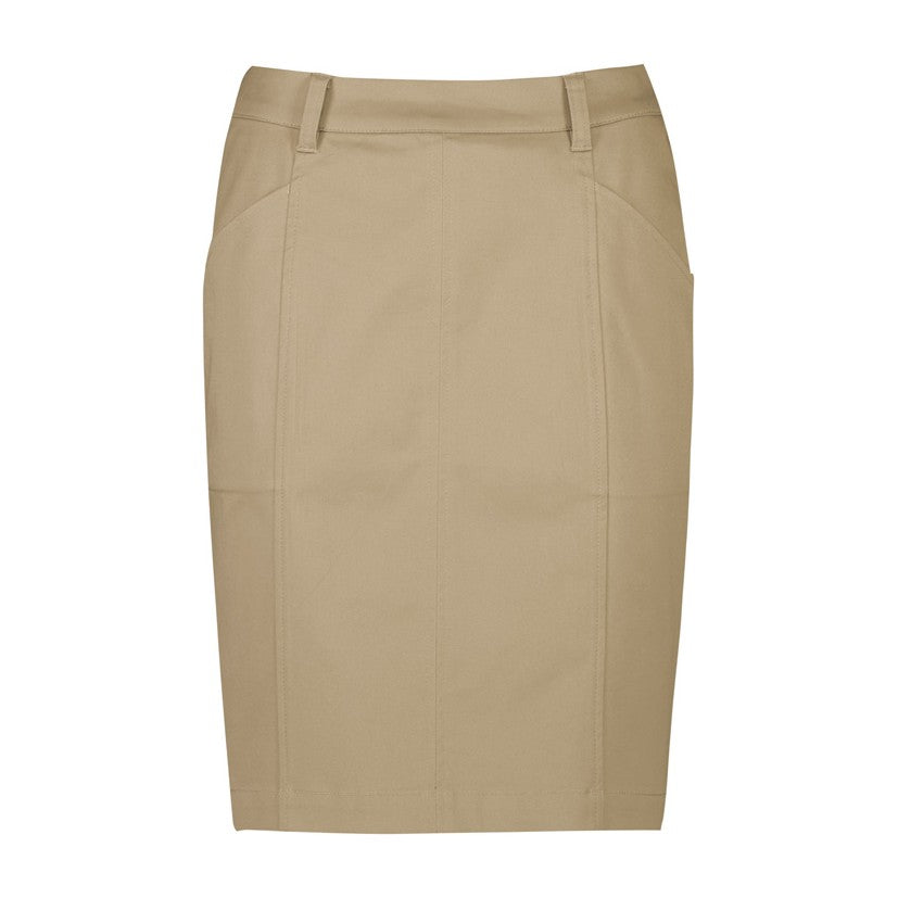 Biz Corporates Traveller Womens Mid Waist Stretch Chino Skirt RGS264L in Desert