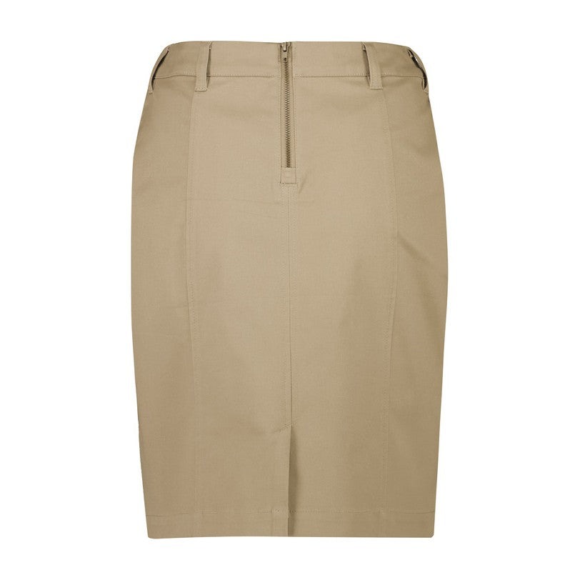 Biz Corporates Traveller Womens Mid Waist Stretch Chino Skirt RGS264L in Desert, view 2