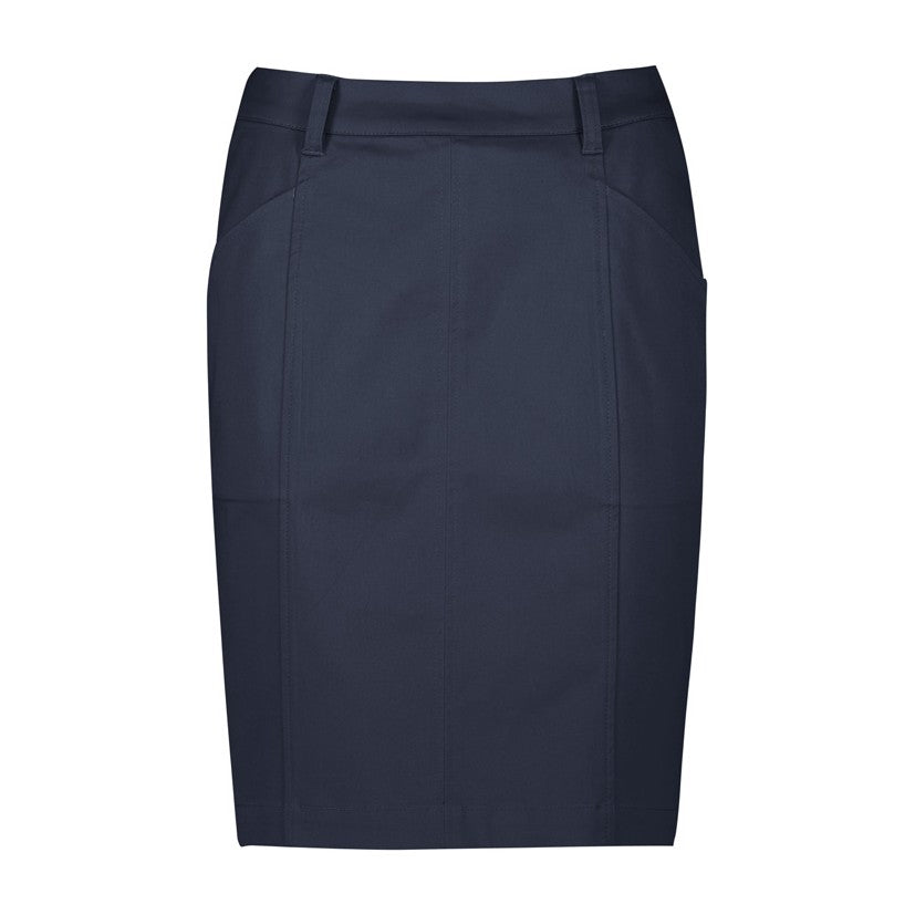Biz Corporates Traveller Womens Mid Waist Stretch Chino Skirt RGS264L in Navy
