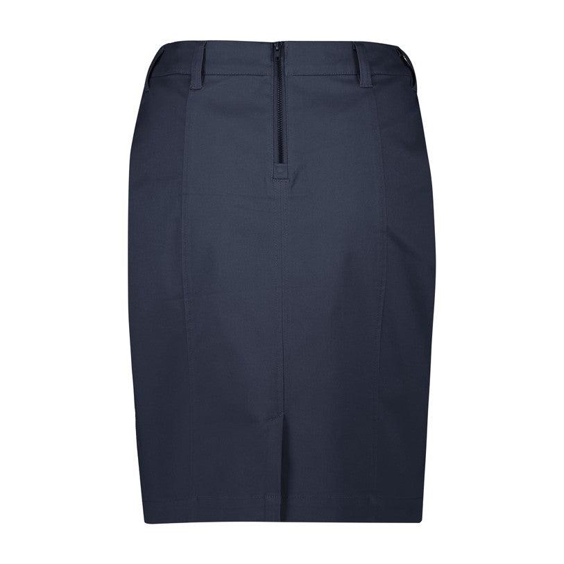 Biz Corporates Traveller Womens Mid Waist Stretch Chino Skirt RGS264L in Navy, view 2