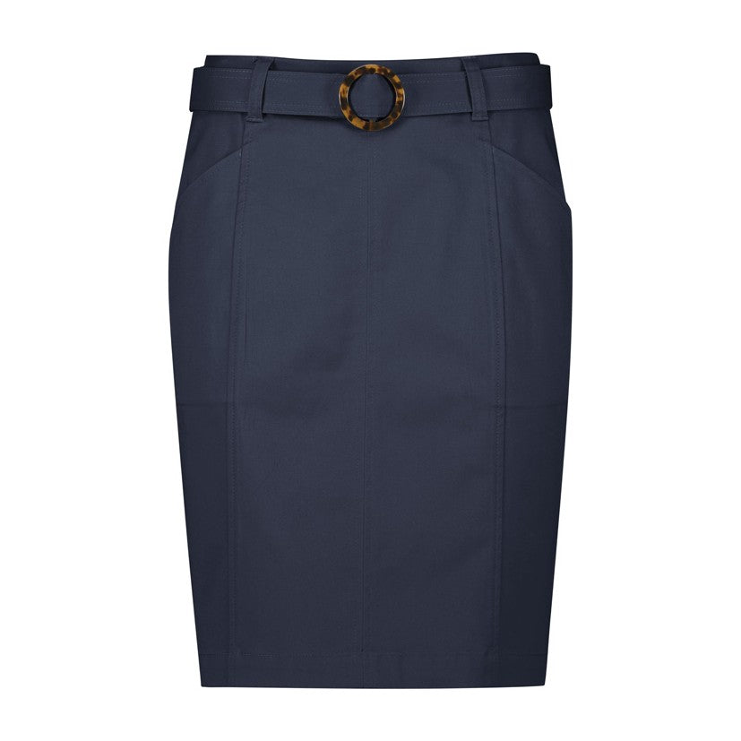Biz Corporates Traveller Womens Mid Waist Stretch Chino Skirt RGS264L in Navy, view 3