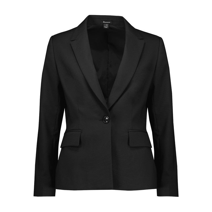 Biz Corporates Renew Womens Single Button Mid Length Jacket RJ401L in Pencil Black