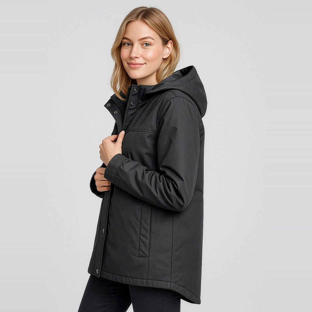 Biz Corporates Melbourne Womens Comfort Jacket RJK265L in Black, worn by model