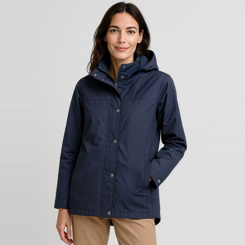 Biz Corporates Melbourne Womens Comfort Jacket RJK265L in Navy, worn by model