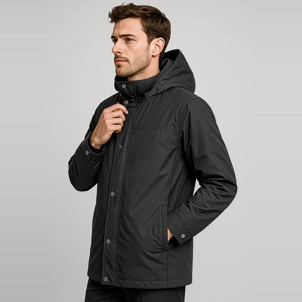 Biz Corporates Melbourne Mens Comfort Jacket RJK265M in Black, worn by model
