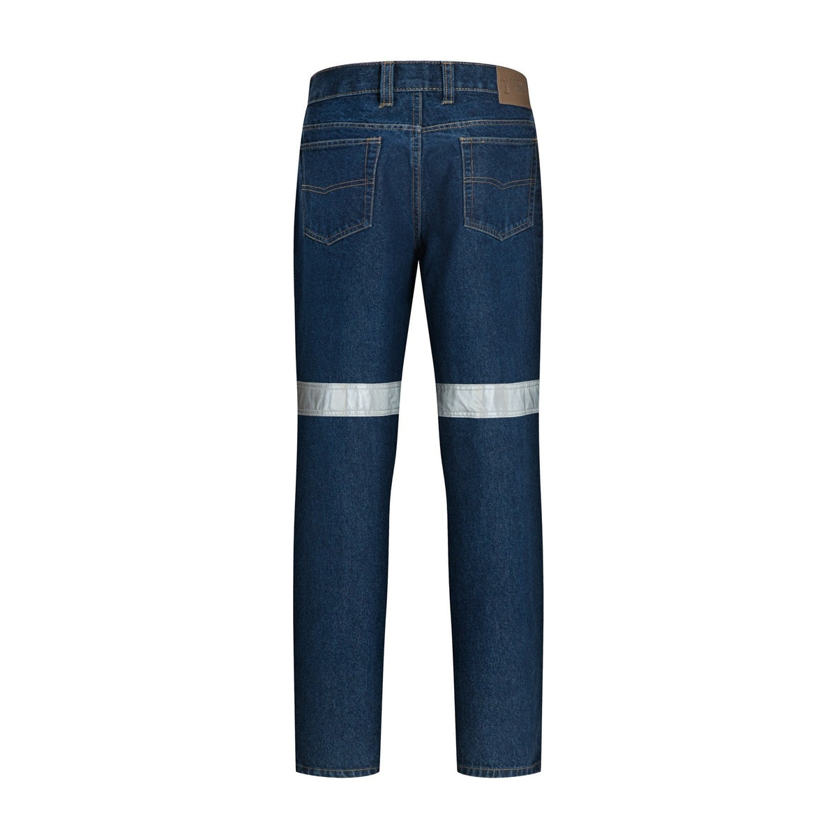 Pilbara Mens Cotton Denim Jean 50MM Reflective Tape RM106DJR in Blue, back view