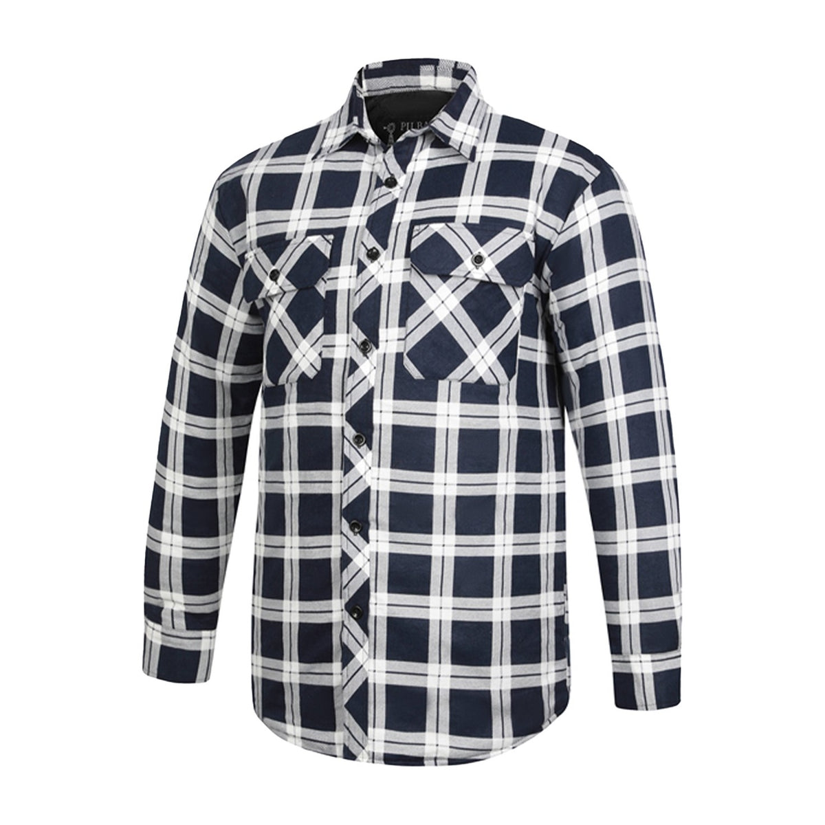 Ritemate Flannelette Quilted Shirt Mens Open Front RM123SQS in Navy-White