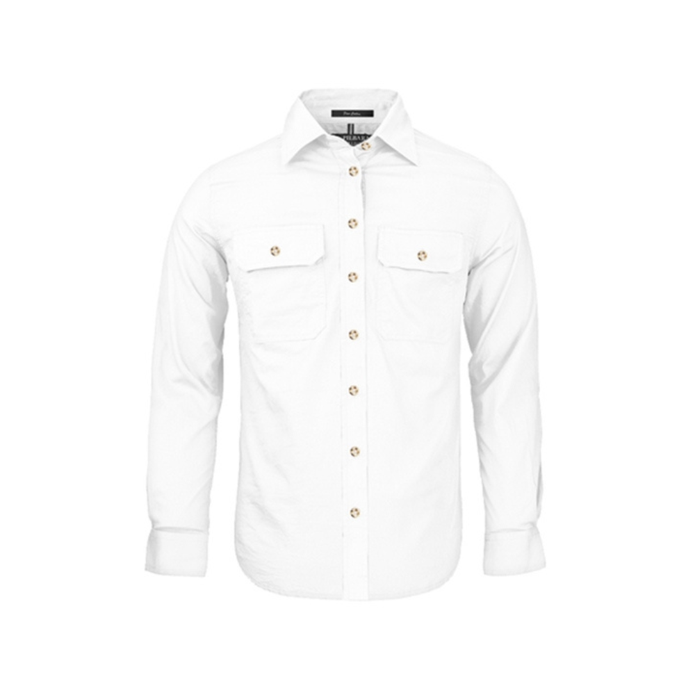 Ritemate Womens Pilbara Open Front LS Shirt RM600BT - White